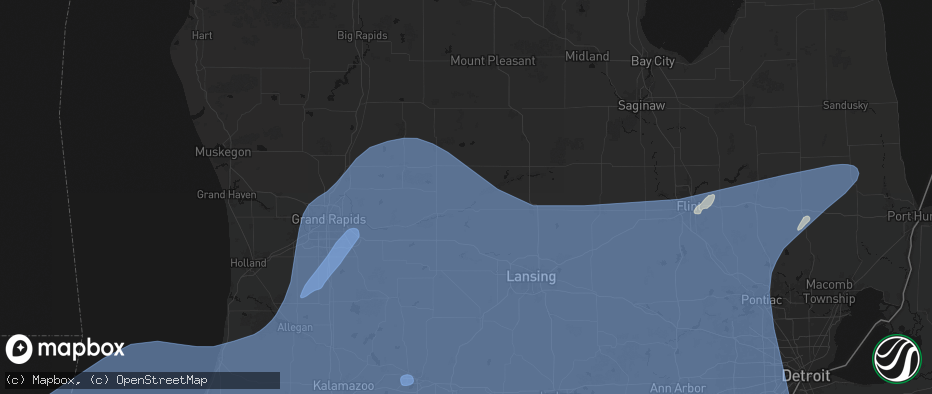 Hail map in Muir, MI on May 18, 2026