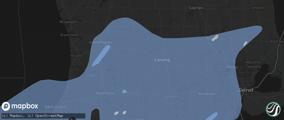 Hail map in Mulliken, MI on May 18, 2026