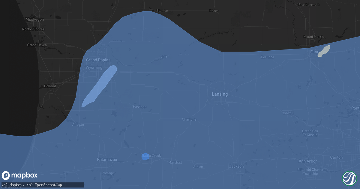 Hail map in Mulliken, MI on May 18, 2026