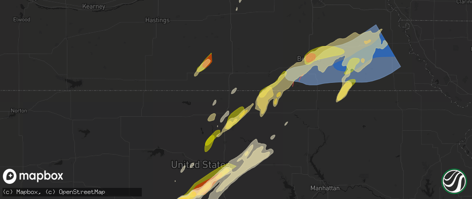 Hail map in Munden, KS on May 18, 2026