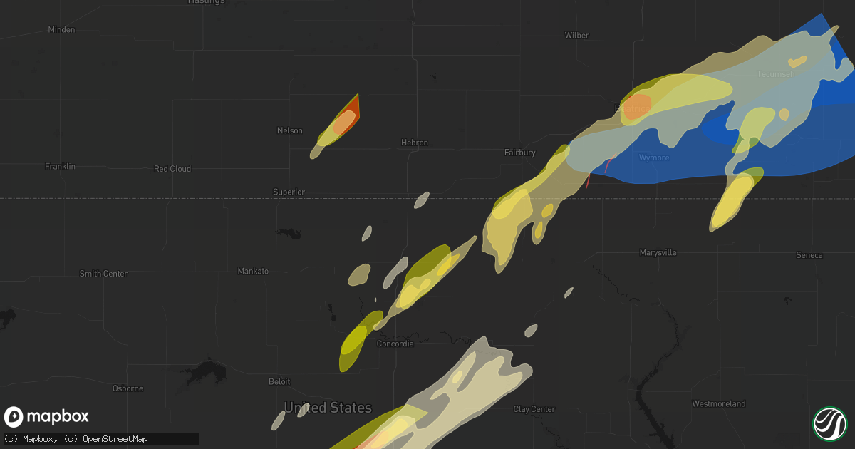 Hail map in Munden, KS on May 18, 2026