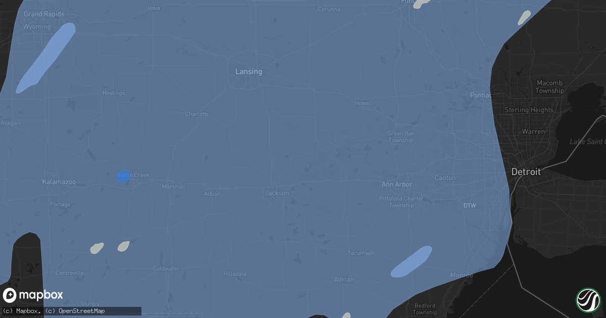 Hail map in Munith, MI on May 18, 2026
