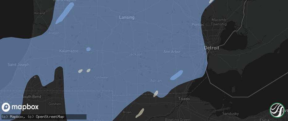 Hail map in Napoleon, MI on May 18, 2026
