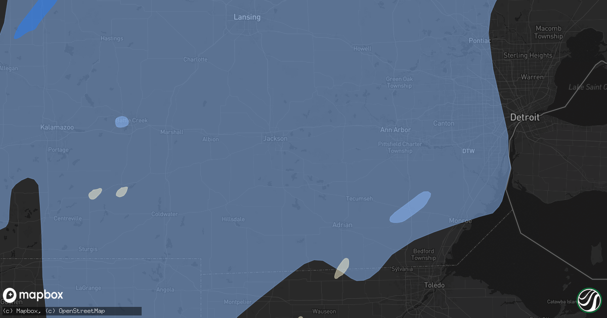 Hail map in Napoleon, MI on May 18, 2026