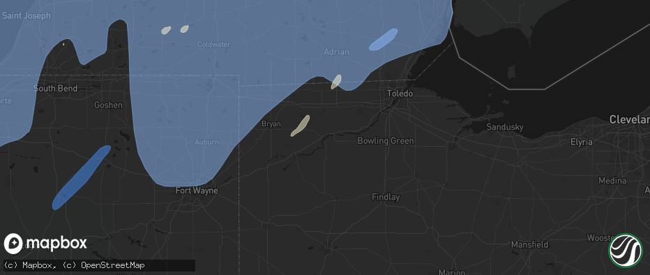 Hail map in Napoleon, OH on May 18, 2026