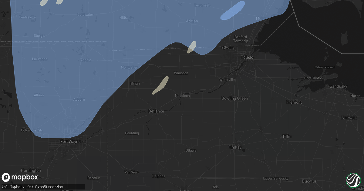 Hail map in Napoleon, OH on May 18, 2026