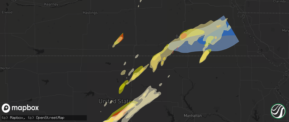 Hail map in Narka, KS on May 18, 2026