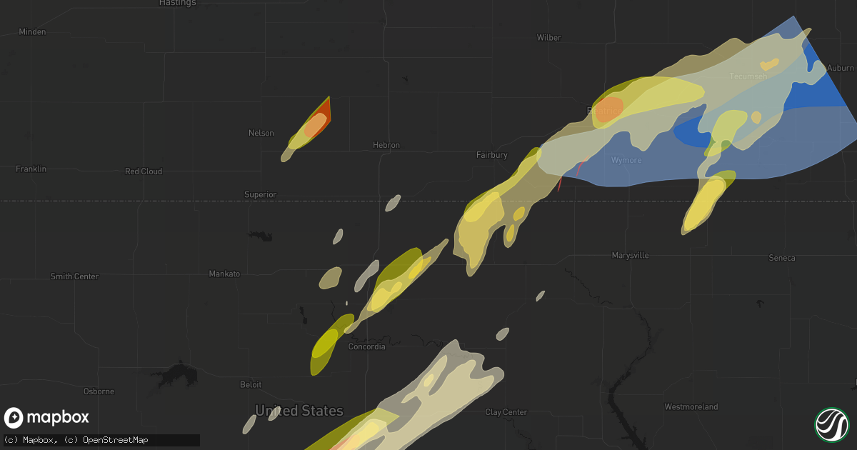 Hail map in Narka, KS on May 18, 2026
