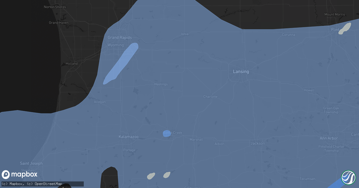 Hail map in Nashville, MI on May 18, 2026