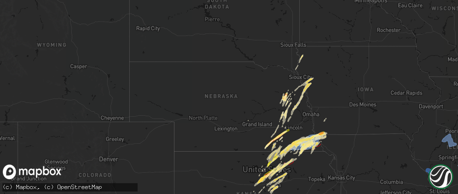 Hail map in Nebraska on May 18, 2026