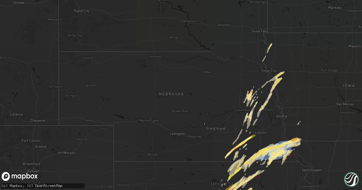 Hail map in Nebraska on May 18, 2026