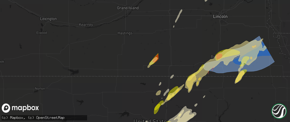 Hail map in Nelson, NE on May 18, 2026