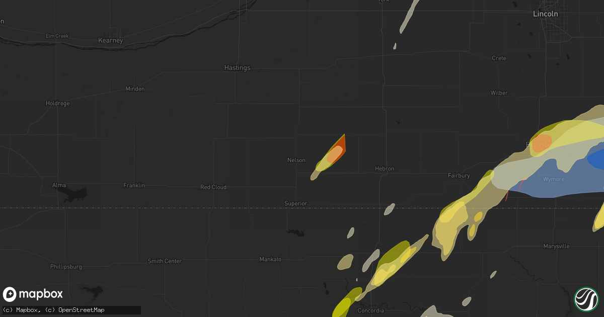 Hail map in Nelson, NE on May 18, 2026