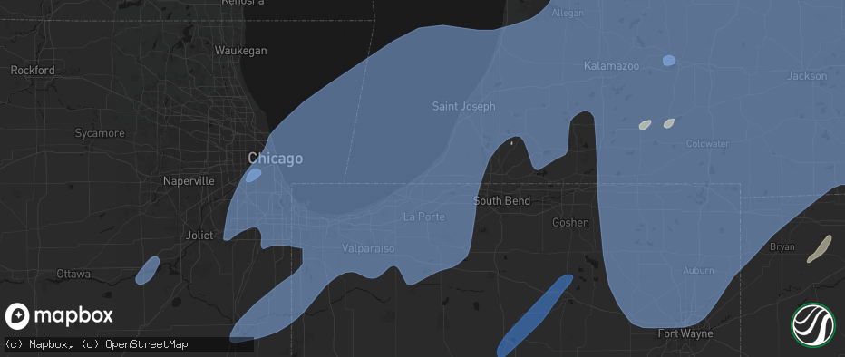 Hail map in New Buffalo, MI on May 18, 2026