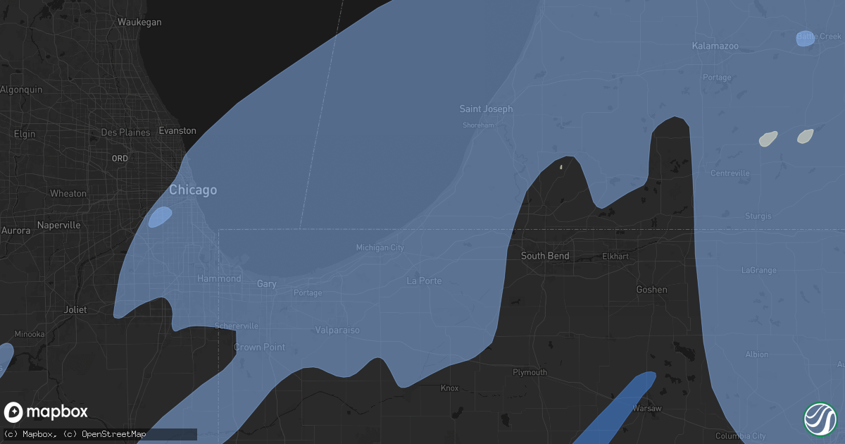 Hail map in New Buffalo, MI on May 18, 2026