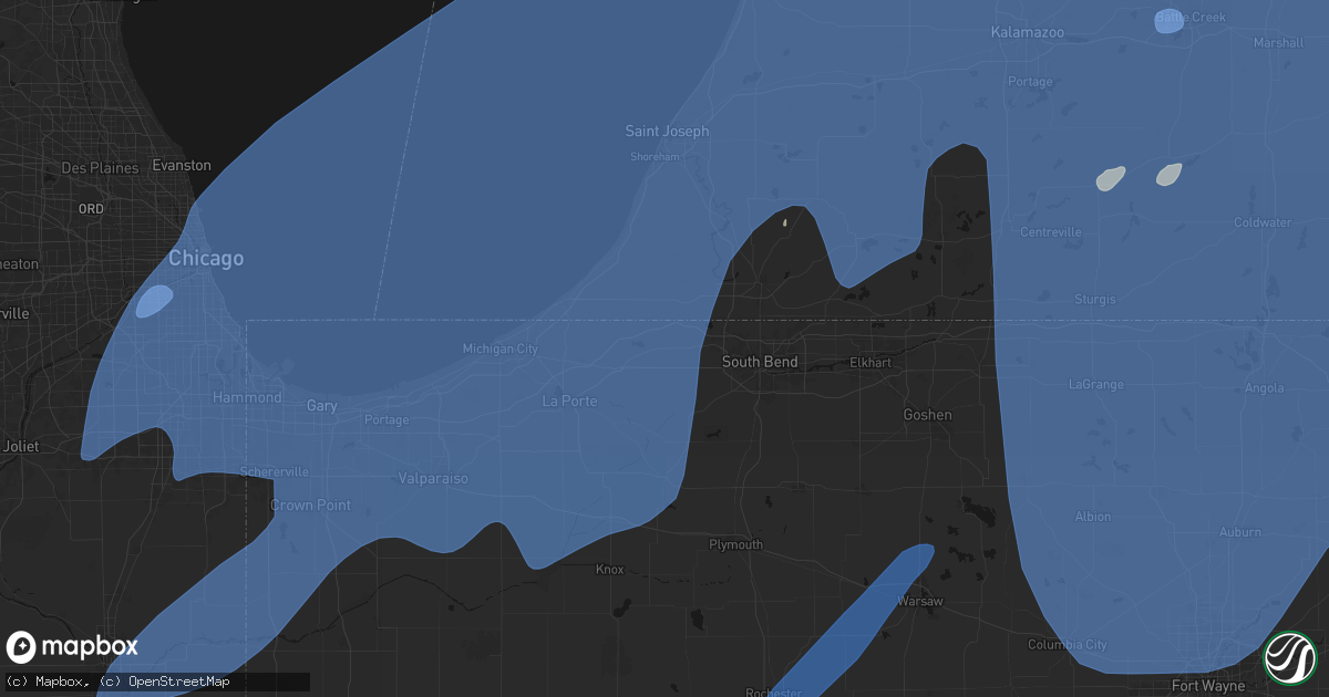 Hail map in New Carlisle, IN on May 18, 2026