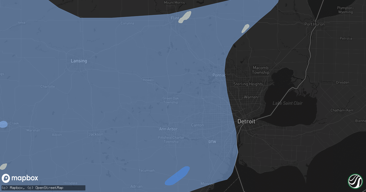 Hail map in New Hudson, MI on May 18, 2026