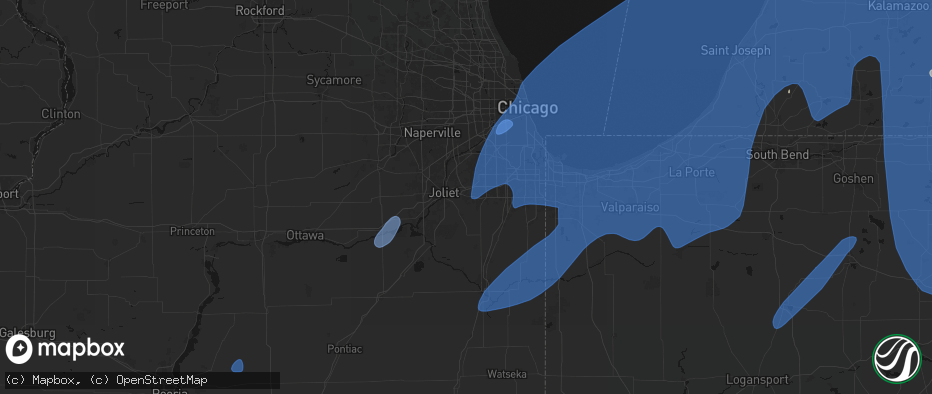 Hail map in New Lenox, IL on May 18, 2026