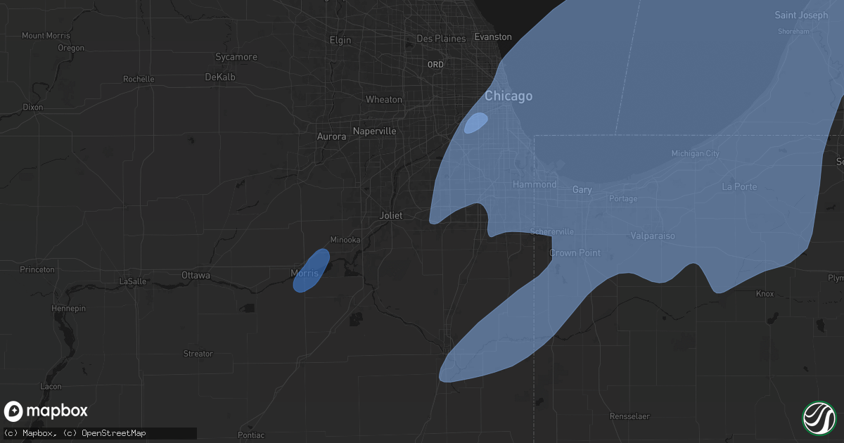 Hail map in New Lenox, IL on May 18, 2026