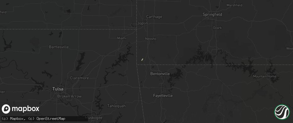 Hail map in Noel, MO on May 18, 2026