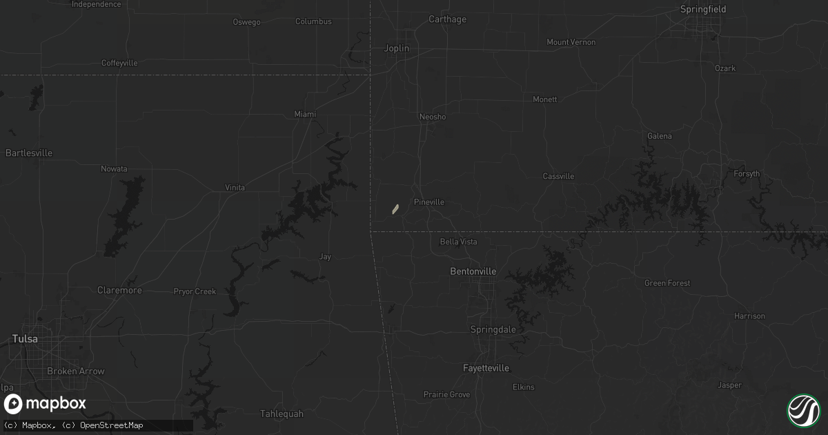 Hail map in Noel, MO on May 18, 2026