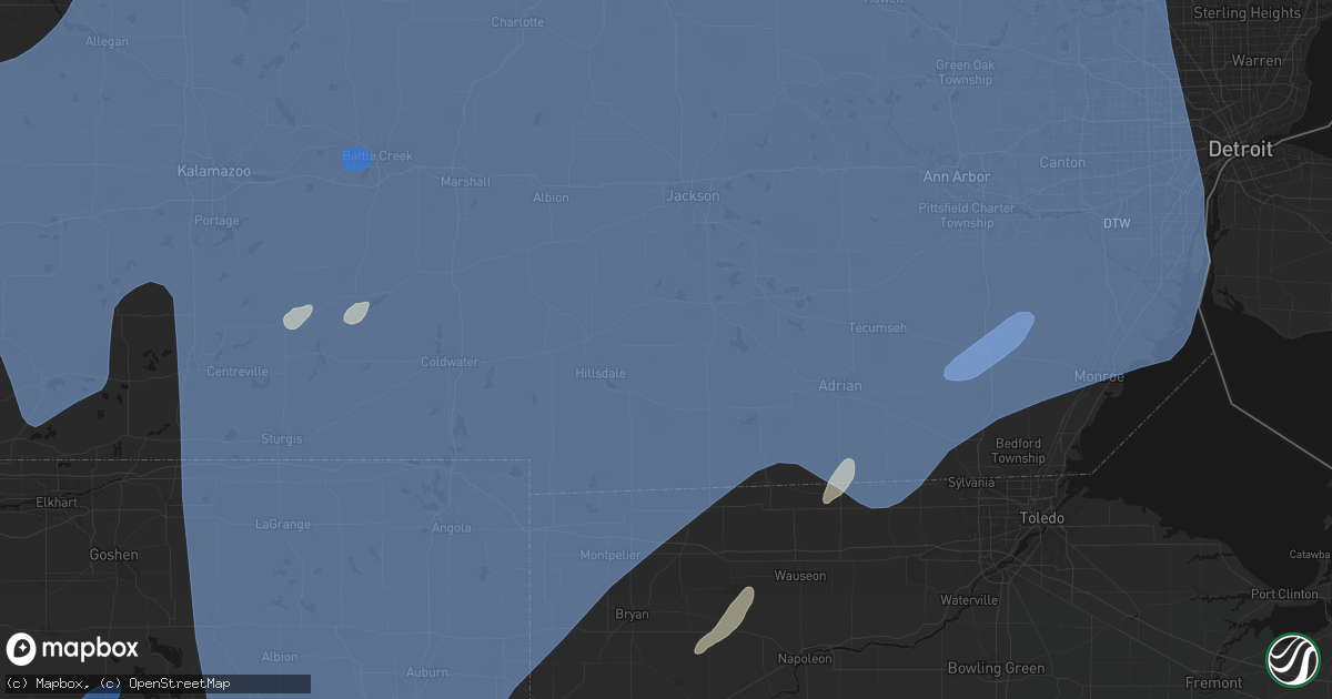 Hail map in North Adams, MI on May 18, 2026