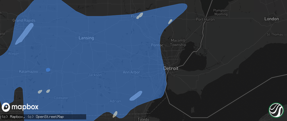 Hail map in Northville, MI on May 18, 2026