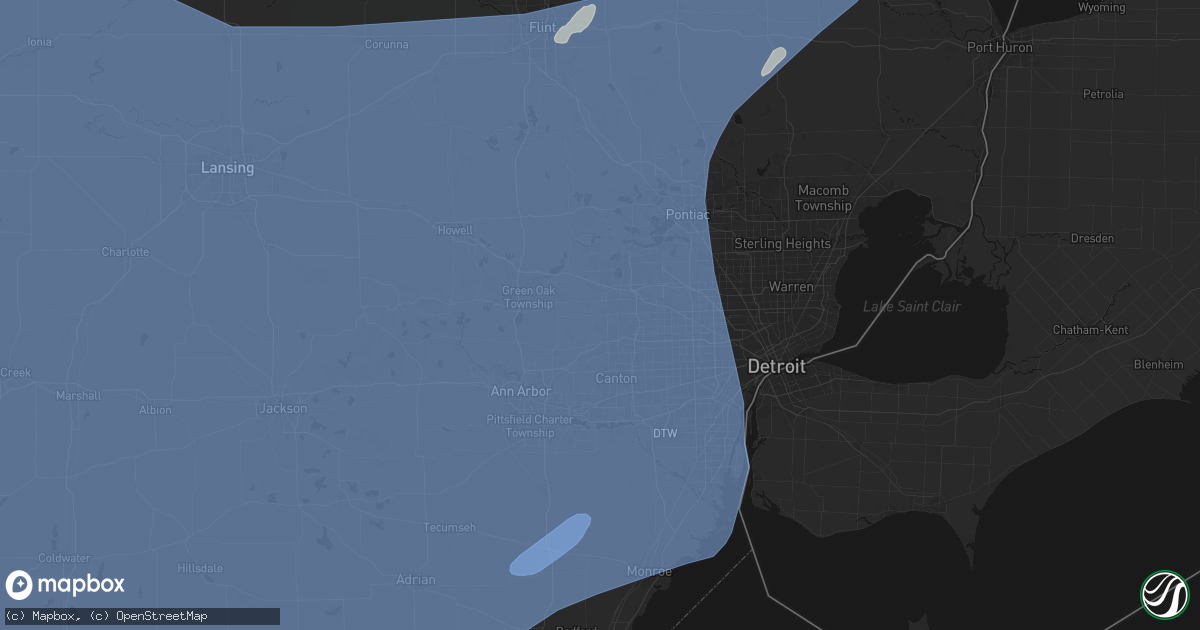 Hail map in Northville, MI on May 18, 2026