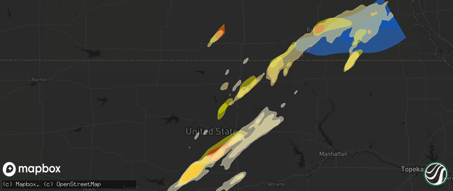 Hail map in Norway, KS on May 18, 2026