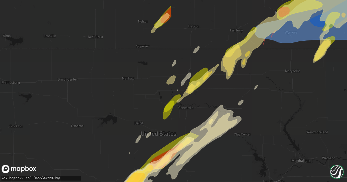 Hail map in Norway, KS on May 18, 2026