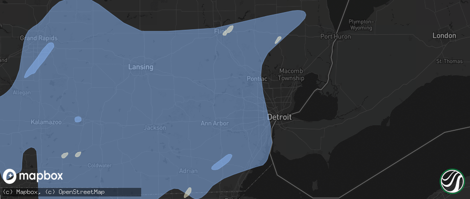 Hail map in Novi, MI on May 18, 2026