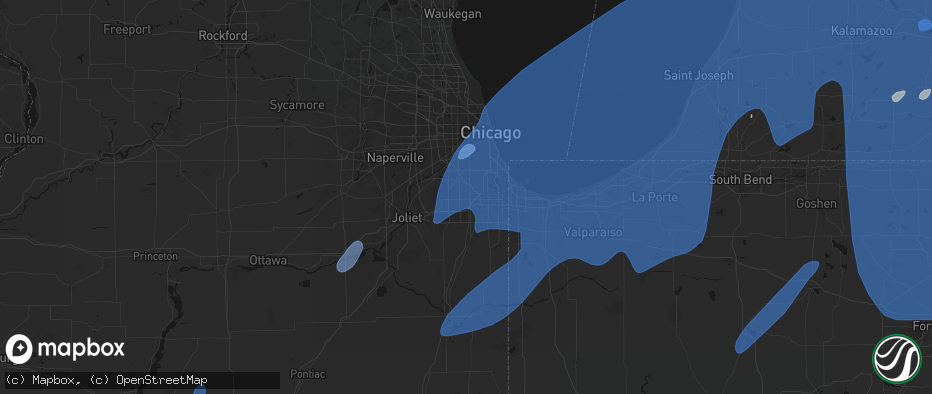 Hail map in Oak Forest, IL on May 18, 2026