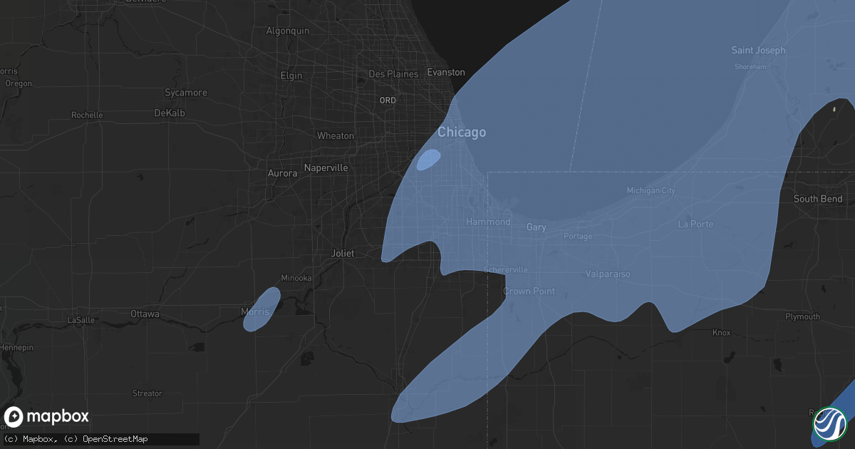 Hail map in Oak Forest, IL on May 18, 2026