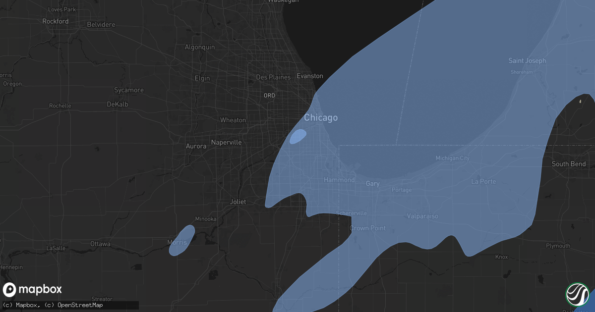 Hail map in Oak Lawn, IL on May 18, 2026