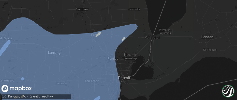 Hail map in Oakland, MI on May 18, 2026