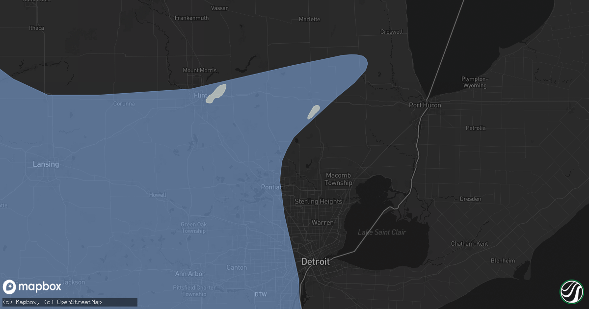 Hail map in Oakland, MI on May 18, 2026