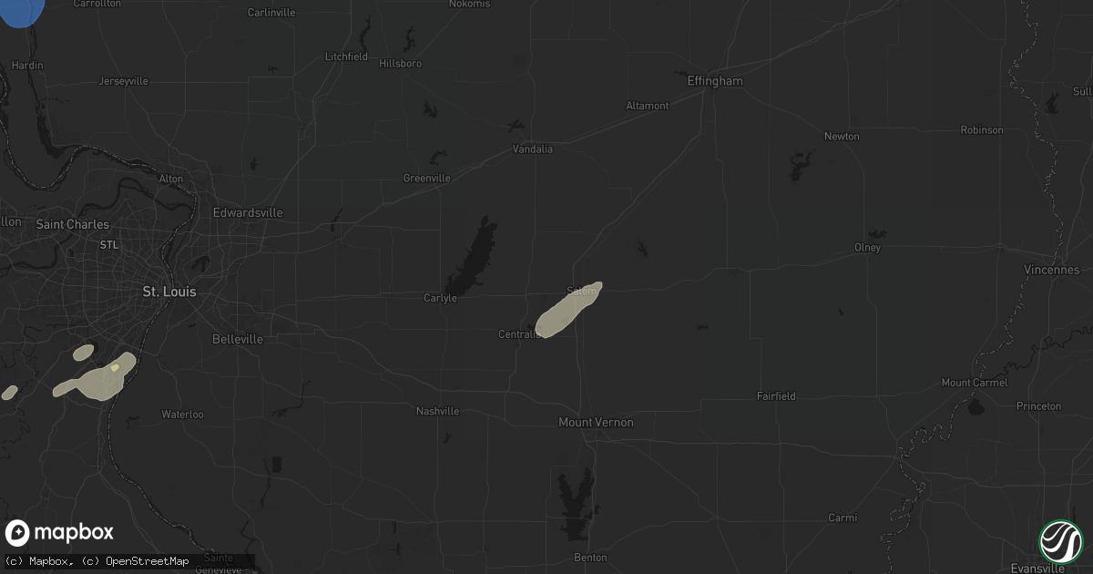 Hail map in Odin, IL on May 18, 2026
