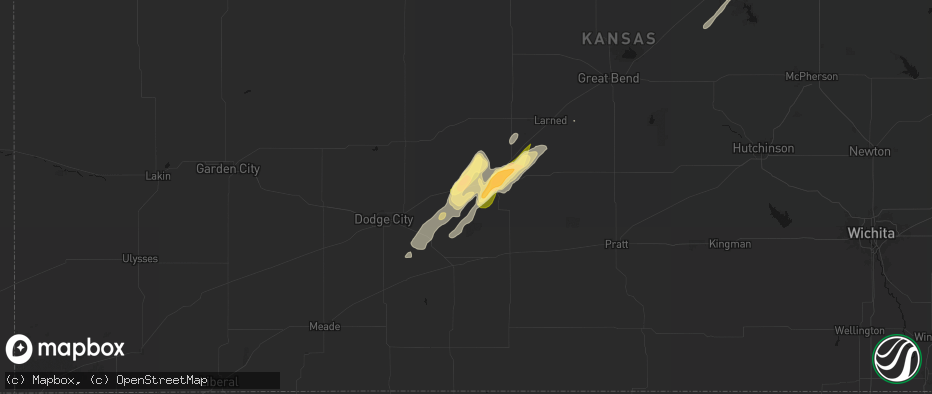 Hail map in Offerle, KS on May 18, 2026