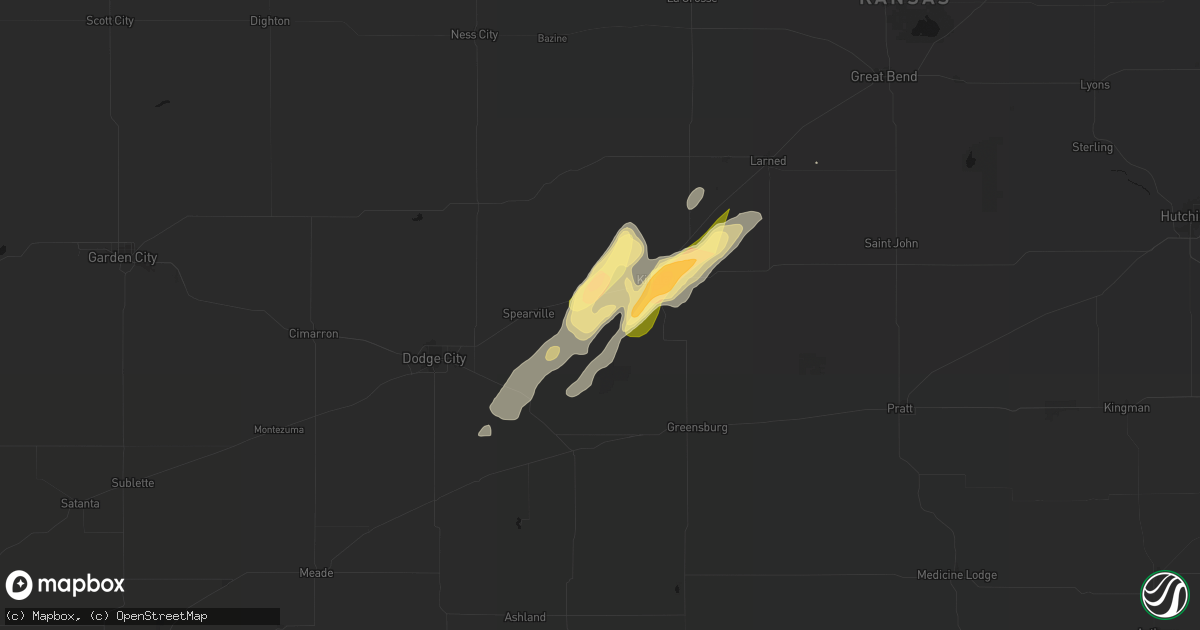 Hail map in Offerle, KS on May 18, 2026