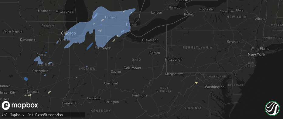 Hail map in Ohio on May 18, 2026