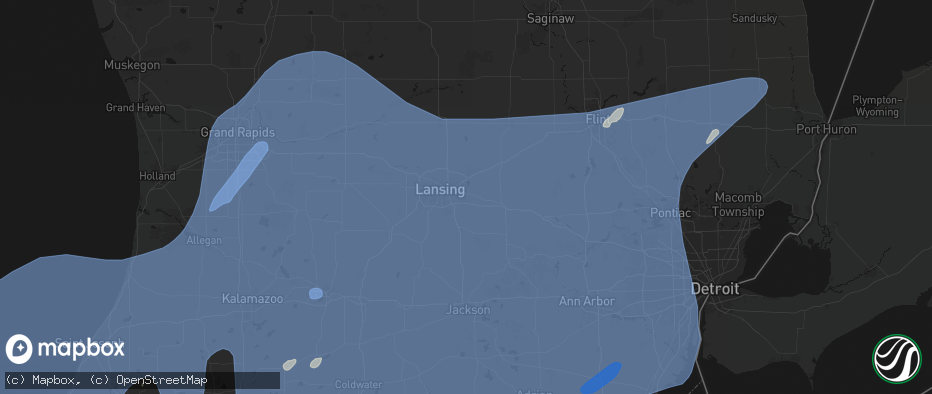 Hail map in Okemos, MI on May 18, 2026