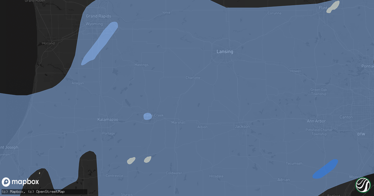 Hail map in Olivet, MI on May 18, 2026