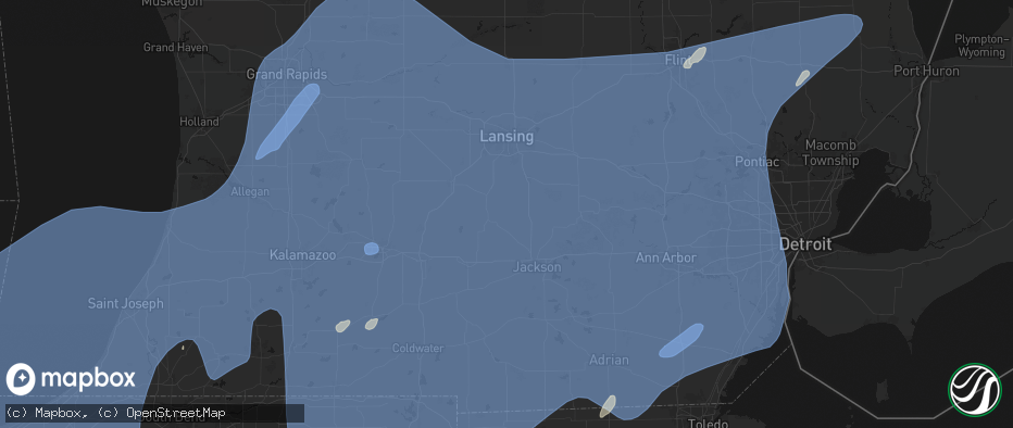 Hail map in Onondaga, MI on May 18, 2026