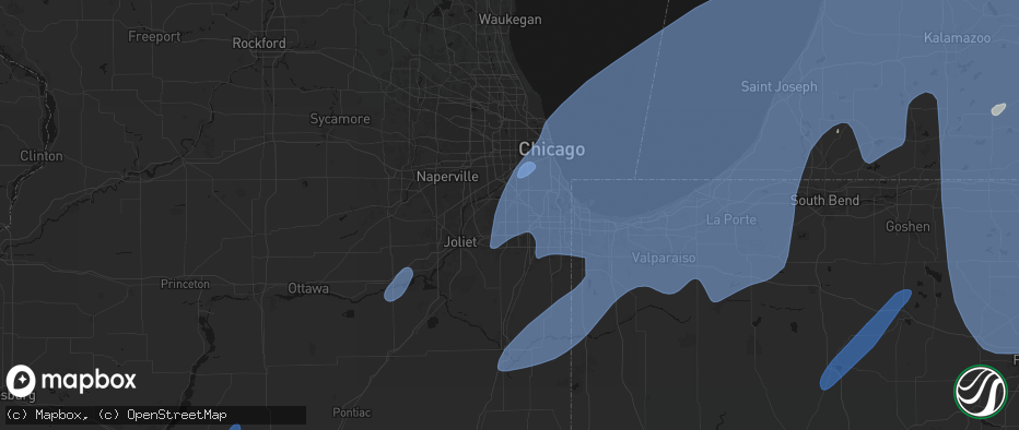 Hail map in Orland Park, IL on May 18, 2026