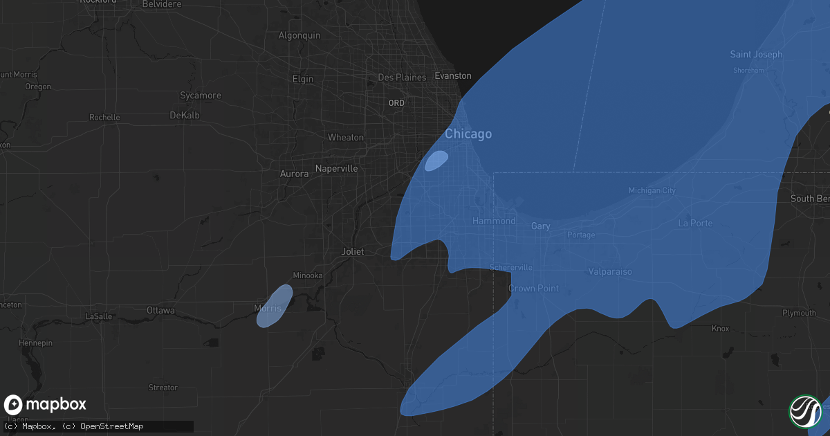 Hail map in Orland Park, IL on May 18, 2026