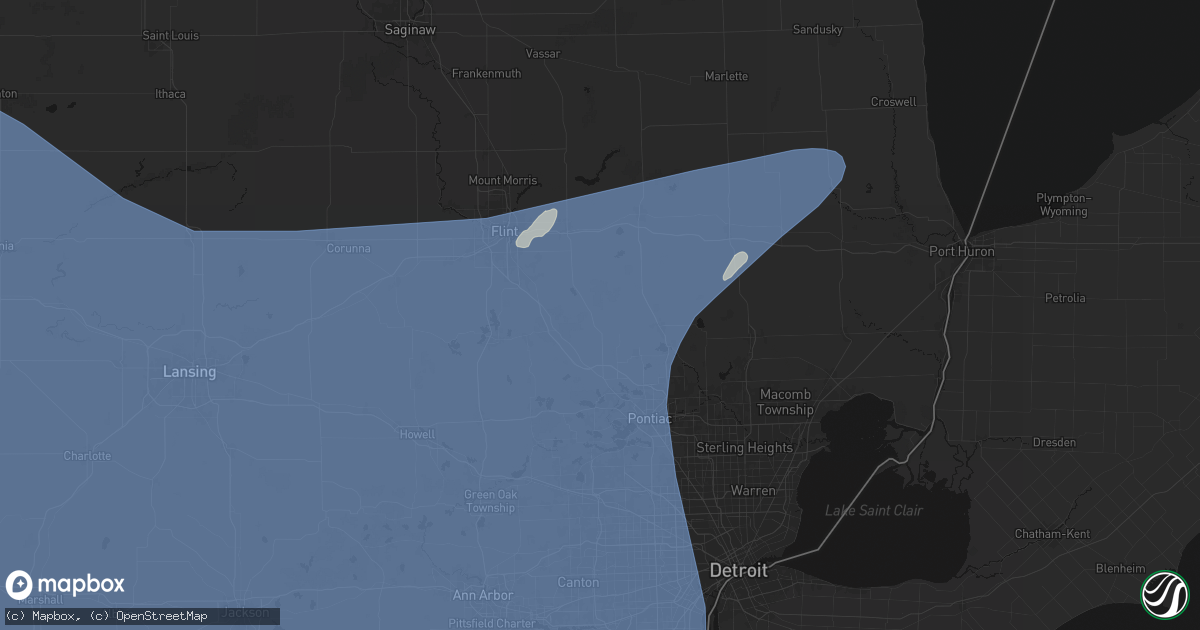 Hail map in Ortonville, MI on May 18, 2026