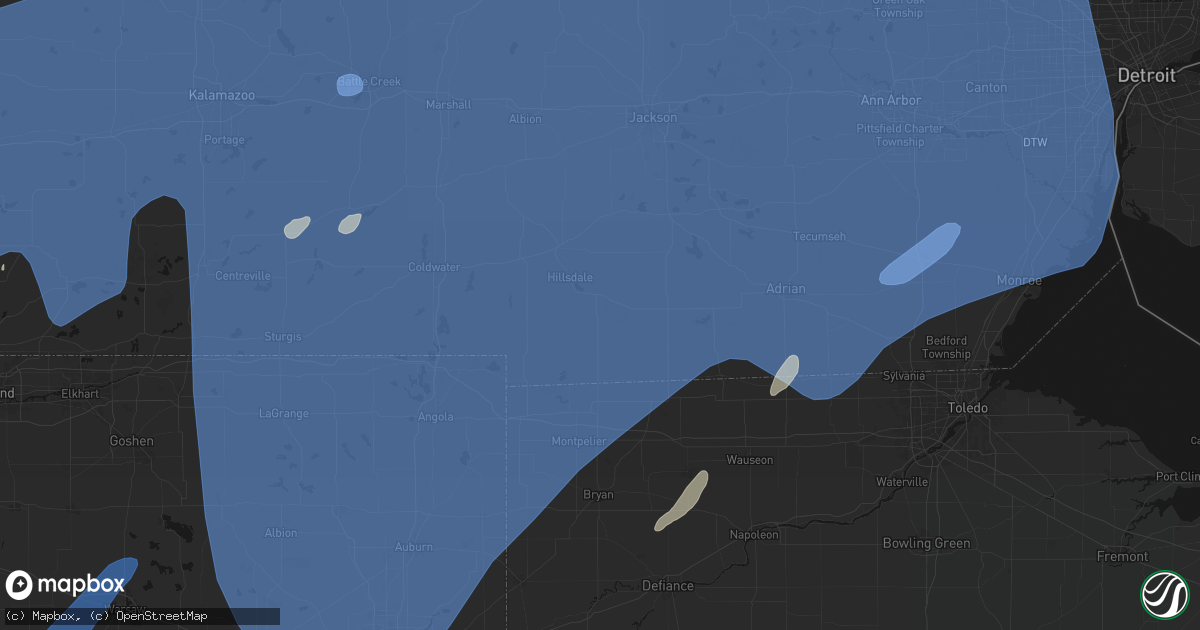 Hail map in Osseo, MI on May 18, 2026