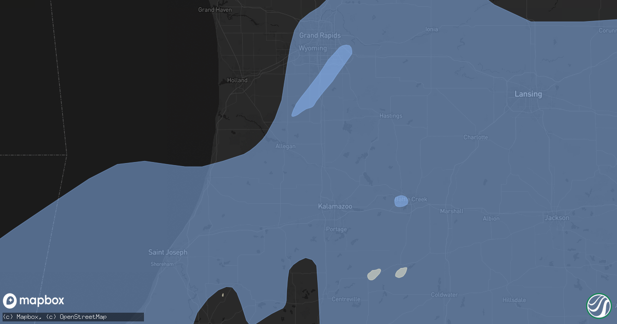 Hail map in Otsego, MI on May 18, 2026