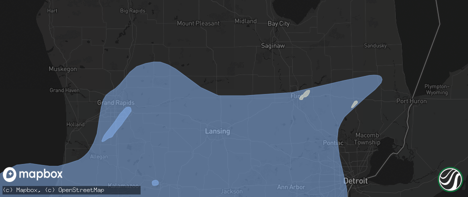 Hail map in Ovid, MI on May 18, 2026