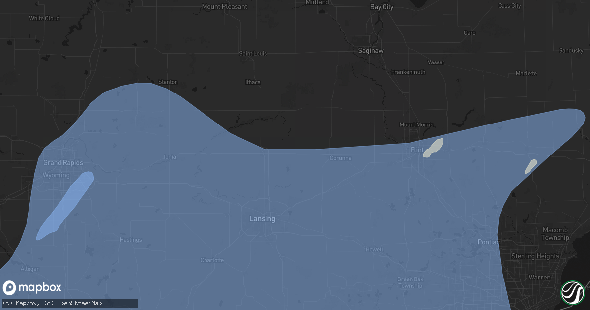 Hail map in Ovid, MI on May 18, 2026